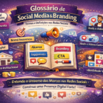 Glossário de Social Media e Branding termos e definições para entender o universo das marcas nas redes sociais Meta description Conheça o glossário completo de social media e branding e entenda os principais termos usados na construção de marca e presença digital. Glossário de Social Media e Branding entendendo os termos do marketing nas redes sociais Social media e branding deixaram de ser apenas áreas de comunicação e passaram a fazer parte da estratégia de crescimento das empresas. Porém, o universo das redes sociais e construção de marca possui diversos termos técnicos que nem sempre são claros para empresários e gestores. Este glossário reúne os principais conceitos utilizados em branding, conteúdo e posicionamento digital para facilitar entendimento e aplicação prática no dia a dia das empresas. Alcance Quantidade de pessoas únicas que visualizaram uma publicação. Branding Processo estratégico de construção e fortalecimento da marca na mente do consumidor. Brand awareness (reconhecimento de marca) Nível de reconhecimento que o público possui sobre a marca. Brand equity Valor percebido da marca pelo público, influenciado por reputação, experiência e posicionamento. Brand persona Representação da personalidade da marca como se fosse uma pessoa, definindo estilo de comunicação e comportamento. Calendário editorial Planejamento das publicações que serão feitas nas redes sociais ao longo do mês. Comunidade digital Grupo de seguidores que acompanha e interage regularmente com a marca. Conteúdo educativo Publicações que ajudam o público a resolver dúvidas e entender melhor determinado tema. Conteúdo institucional Publicações que apresentam a empresa, valores e cultura do negócio. Conteúdo de prova social Publicações que mostram resultados, depoimentos e experiências de clientes. Conteúdo humanizado Conteúdo que mostra pessoas, bastidores e histórias reais da empresa. CTA (Call to Action) Chamada para ação que orienta o público sobre o próximo passo, como entrar em contato ou solicitar orçamento. Engajamento Interações realizadas pelos usuários, como curtidas, comentários, compartilhamentos e salvamentos. Feed Área principal onde aparecem publicações permanentes do perfil. Frequência de postagem Periodicidade com que conteúdos são publicados. Humanização de marca Estratégia que mostra o lado humano da empresa, aproximando marca e público. Identidade visual Conjunto de elementos visuais que representam a marca, incluindo cores, tipografia e logotipo. Influenciador digital Pessoa que possui audiência nas redes e influencia comportamento de compra. Posicionamento de marca Forma como a empresa deseja ser percebida pelo público e pelo mercado. Prova social Evidências de satisfação de clientes, como avaliações e depoimentos. Reels vídeos curtos Formato de vídeos curtos utilizados para alcançar novos públicos nas redes sociais. Reputação online Percepção do público sobre a empresa com base em avaliações e experiências compartilhadas online. Storytelling Uso de histórias para comunicar valores, experiências e posicionamento da marca. Tom de voz Forma como a marca se comunica com o público através de textos e falas. Tráfego orgânico Visitantes e visualizações geradas sem uso de anúncios pagos. Tráfego pago Alcance e visitantes adquiridos por meio de anúncios nas plataformas digitais. Viralização Quando um conteúdo é amplamente compartilhado e atinge grande alcance em curto período. Visual branding Aplicação da identidade visual nos canais de comunicação da empresa. Por que entender termos de branding ajuda empresas a crescer Empresas que compreendem conceitos de social media e branding conseguem planejar melhor conteúdos, fortalecer presença digital e construir marcas mais fortes. Quando gestores entendem linguagem do marketing digital, decisões se tornam mais estratégicas e menos baseadas em tentativa e erro. Marca forte reduz dependência de preço e aumenta preferência do público. Conclusão Social media e branding fazem parte da construção de valor das empresas no ambiente digital. Compreender termos e conceitos ajuda a estruturar comunicação e fortalecer posicionamento de marca ao longo do tempo. Presença digital bem organizada transforma seguidores em clientes e clientes em promotores da marca.