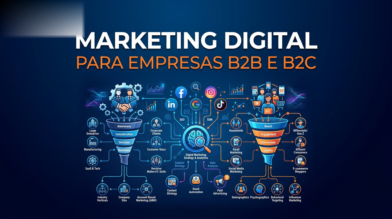 Marketing Digital para Empresas B2B e B2C em 2026: estratégias para crescer com previsibilidade